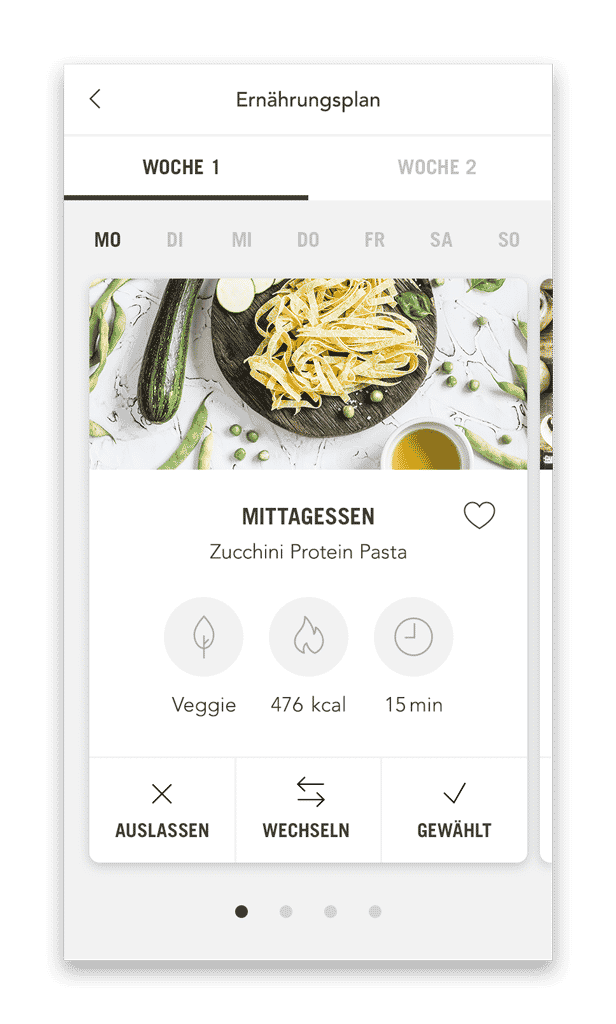 LIFE im Herrenkrug Ernährungsplan Plan mit Mahlzeiten (Smartphone Ansicht Beispiel Tag)
